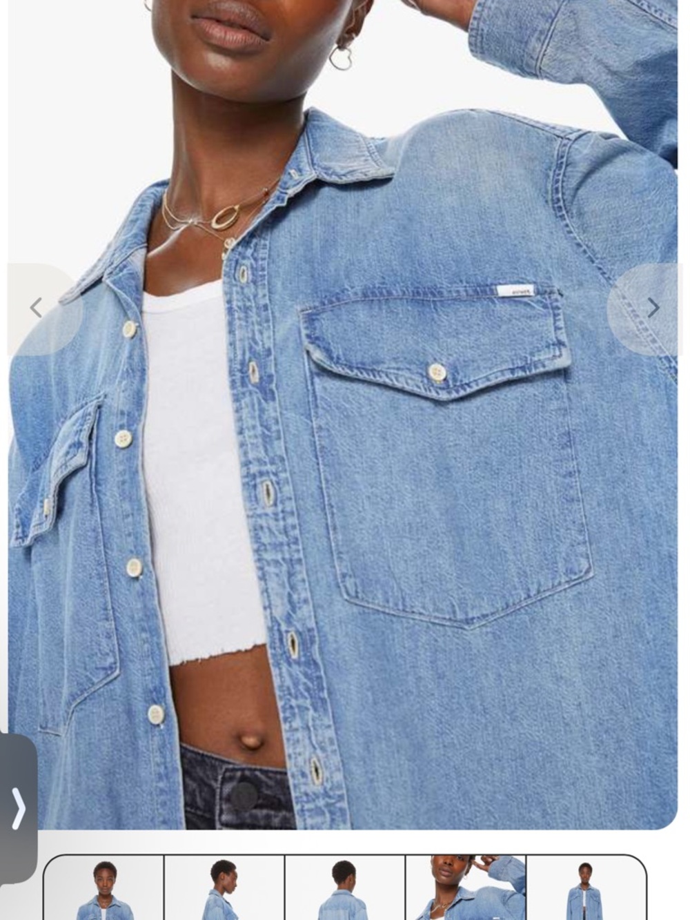 MOTHER Light Blue Denim Button-Down Overshirt